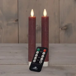 Anna's Collection LED dinerkaarsen - 2x st - antiek roze - 18 cm