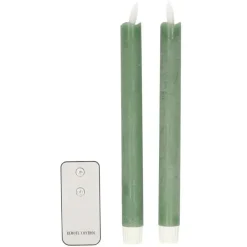 Anna's Collection LED dinerkaarsen - 2x - jade groen - 23 cm Hot