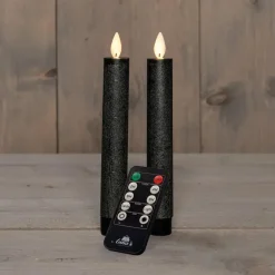 Anna's Collection LED dinerkaarsen - 2x - antraciet grijs - 18 cm Online