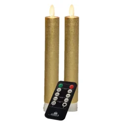 Anna's Collection LED dinerkaarsen - 2x - goud - 18 cm Outlet