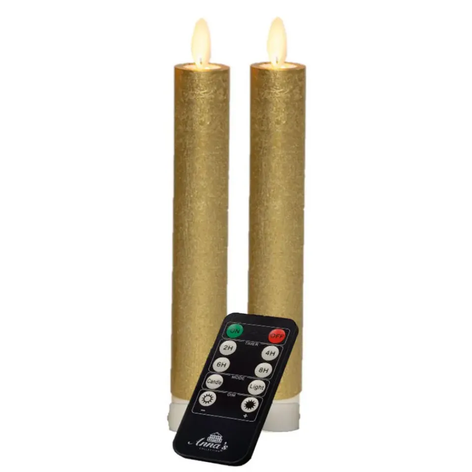 Anna's Collection LED dinerkaarsen - 2x - goud - 18 cm Outlet