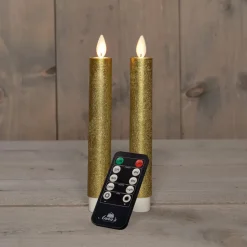 Anna's Collection LED dinerkaarsen - 2x - goud - 18 cm Outlet