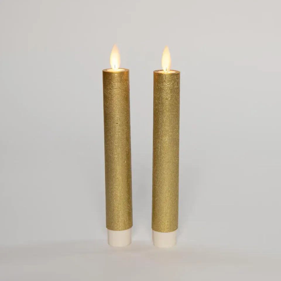 Anna's Collection LED dinerkaarsen - 2x - goud - 18 cm Outlet