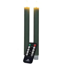 Anna's Collection LED dinerkaarsen - 2x - jade groen - ribbel Hot