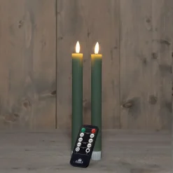 Anna's Collection LED dinerkaarsen - 2x - jade groen - ribbel Hot