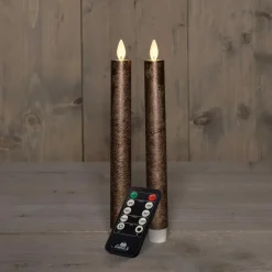 Anna's Collection LED dinerkaarsen - 2x - brons - 23 cm Online