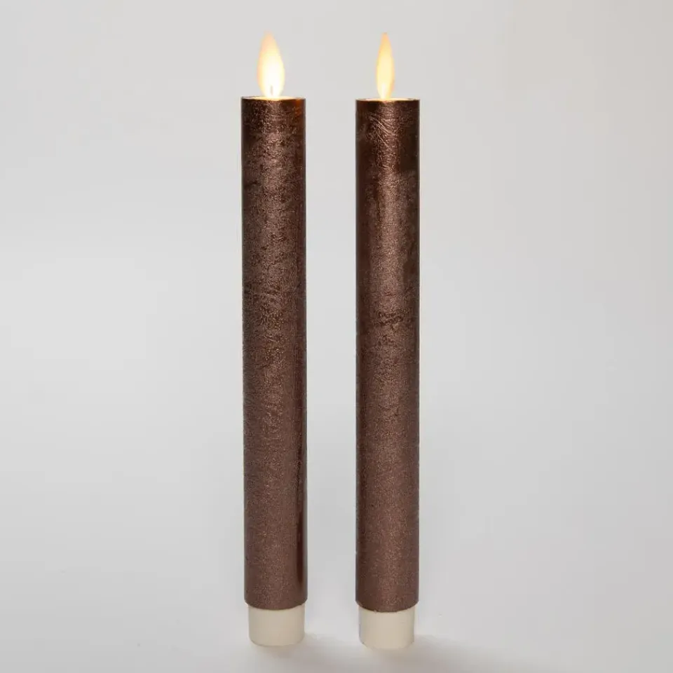 Anna's Collection LED dinerkaarsen - 2x - brons - 23 cm Online