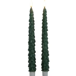 Anna's Collection LED kerstboom dinerkaarsen - 2x - groen - 27 cm Online