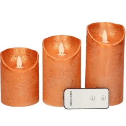 Anna's Collection Stompkaarsen - 3x - koper - LED kaarsen Discount