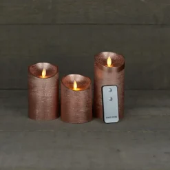 Anna's Collection Stompkaarsen - 3x - koper - LED kaarsen Discount