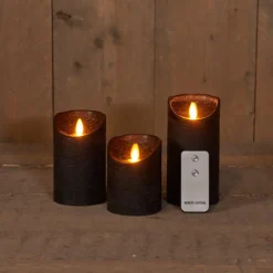 Anna's Collection Stompkaarsen - 3x - zwart - LED kaarsen New
