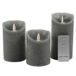 Anna's Collection Stompkaarsen - 3x - grijs - LED kaarsen