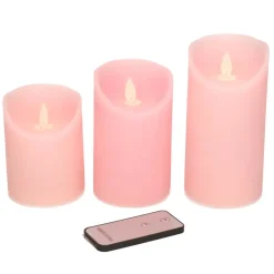 Anna's Collection Stompkaarsen - 3x - roze - LED kaarsen Hot