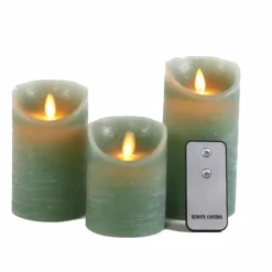 Anna's Collection Stompkaarsen - 3x - jade groen - LED kaarsen Hot