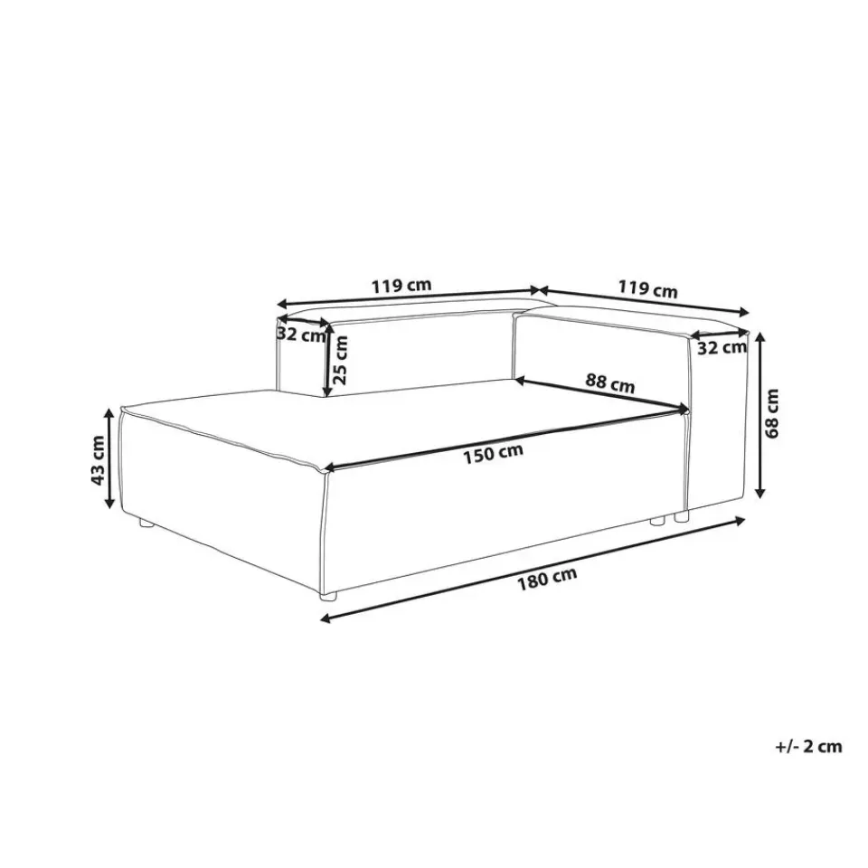 Beliani APRICA - Chaise longue - Beige - Rechterzijde - Linnen Best