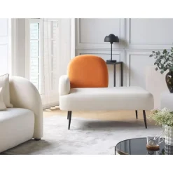 Beliani ARCEY - Chaise longue - Wit - Fluweel Outlet