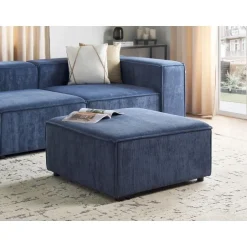 Leen Bakker ARDAL - Ottomaan - Donkerblauw - Corduroy Sale