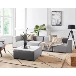 Beliani AREZZO - Tuinbank voor 4 - Lichtgrijs - Polyester Clearance