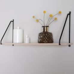 House Nordic Arnhem Shelf - plank met zwart frame en een naturel houten plank Sale