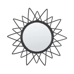 Beliani AROEK - Wandspiegel - Zwart - Rotan