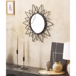 Beliani AROEK - Wandspiegel - Zwart - Rotan