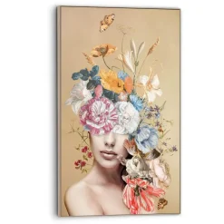 Reinders Art Frame Vrouw met bloemen - 118 x 70cm - Goudkleurig