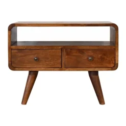 Artisan Furniture Solid hout Kastanje Gebogen TV meubel Sale