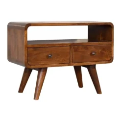 Artisan Furniture Solid hout Kastanje Gebogen TV meubel Sale