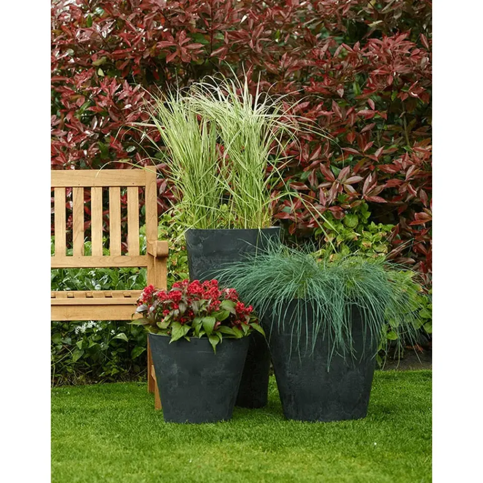 Ter Steege Artstone Bloempot Claire - zwart - 43x39 cm - met drainagesysteem Sale