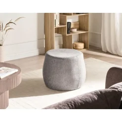 Leen Bakker ASHTON - Poef - Lichtgrijs - Polyester