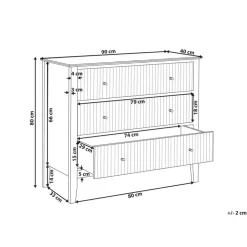 Leen Bakker ASSISI - Dressoir 3 lades - Wit - MDF Clearance
