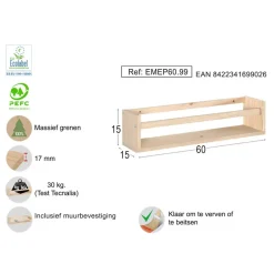 Astigarraga Wandplank - 60cm - PEFC grenen New