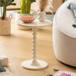 Atmosphera Bijzettafel/salontafel Alexa - ivoor - MDF hout - rond Discount