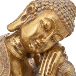 Atmosphera Boeddha beeldje - binnen/buiten - polyresin - 23 cm - goud Outlet