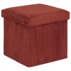 Atmosphera Hocker/poef Ribcord opvouwbaar - donkerrood - 38x38cm Discount