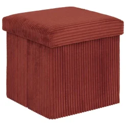 Atmosphera Hocker/poef Ribcord opvouwbaar - donkerrood - 38x38cm Discount