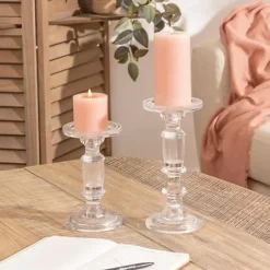 Atmosphera kaarsen kandelaar - stompkaarsen - glas - 24 cm Outlet