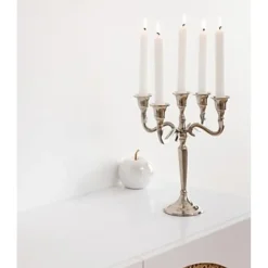 Atmosphera kaarsen kandelaar - 5 armen - metaal - zilver - 28 cm