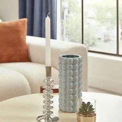 Atmosphera kaarsen kandelaar - dinerkaarsen - zilver - H22 cm Online