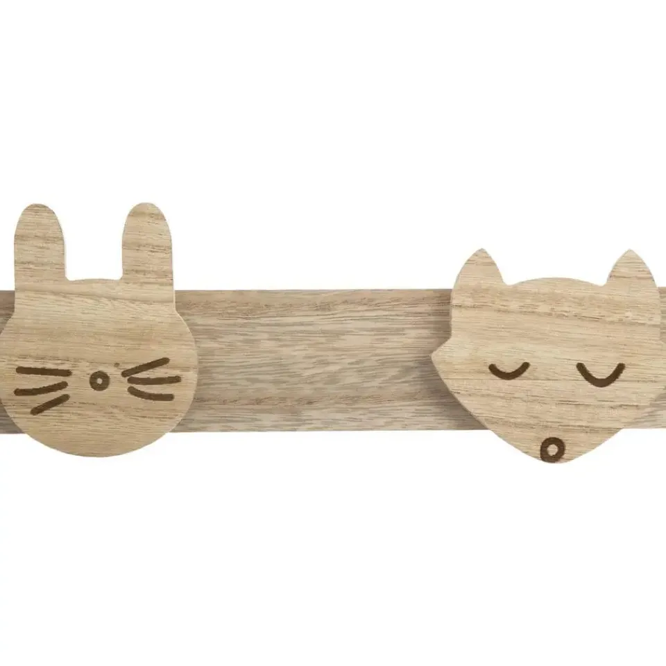 Atmosphera Kapstok kinderkamer - dieren koppen - 4 haken - MDF Outlet