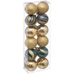 Atmosphera Kerstballen - 12st - kunststof - goud-blauw - 4cm Hot