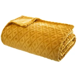 Atmosphera Plaid/bankdeken Monnet - okergeel - 180 x 230 cm Hot