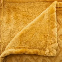 Atmosphera Plaid/bankdeken Monnet - okergeel - 180 x 230 cm Hot