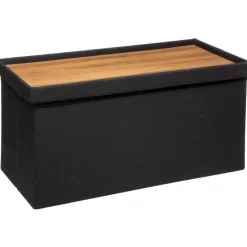 Atmosphera Poef/hocker - opbergbox - zwart - PU/MDF - 31 x 31 cm Best