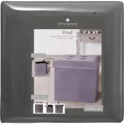 Atmosphera Poef/hocker - opbergbox - zilvergrijs - PU/MDF - 38 x 38 cm