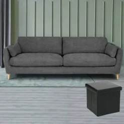 Atmosphera Poef/Hocker - opbergbox - zwart - pvc/mdf - 38 x 38 cm Best