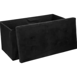 Atmosphera Poef/hocker - opbergbox - zwart - PU/MDF - 76 x 38 cm Discount