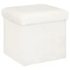 Atmosphera Poef/hocker - opbergbox - wit - PU/MDF - 38 x 38 cm