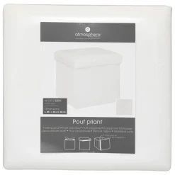 Atmosphera Poef/hocker - opbergbox - wit - PU/MDF - 38 x 38 cm