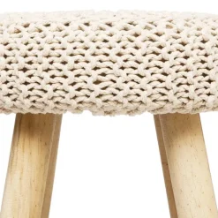 Atmosphera Ribcord krukje - beige - hout/stof - D31 x H43 cm Best